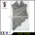 Party-Ready grau gestrickte Damen Poncho Schal mit runden Kragen Mode Schals